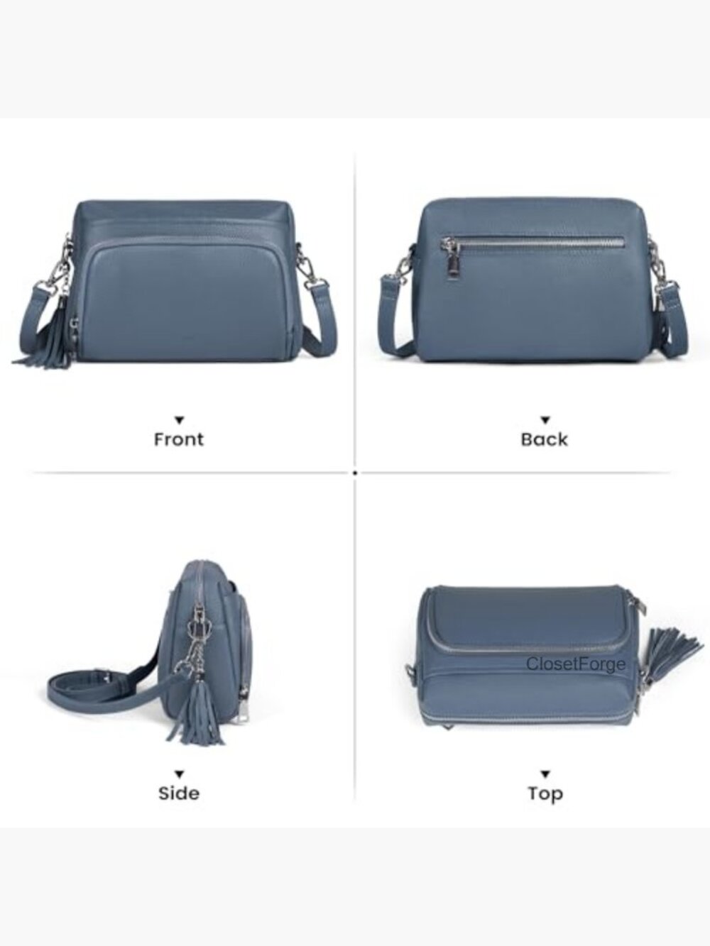 Genuine Leather Crossbody Bag with RFID Wallet, 9.1" - Picture 6 of 7